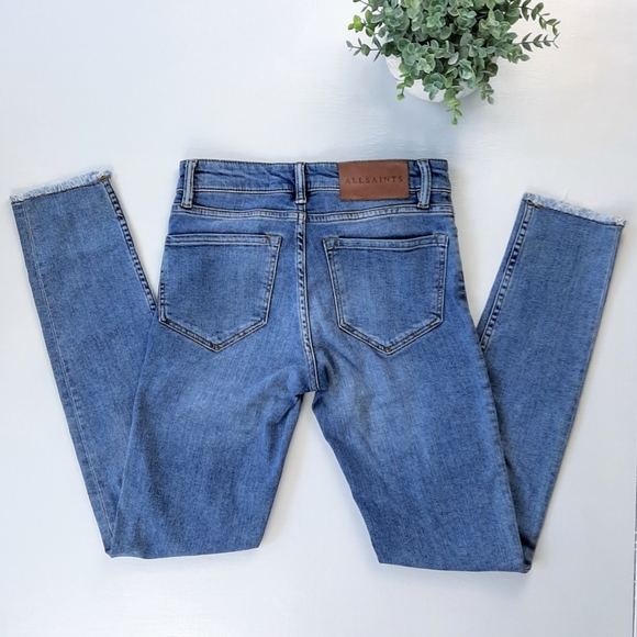 All Saints Mast Skinny Jean's With Frayed Hem 25 - Picture 5 of 9